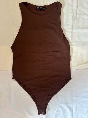 Zara Brown Ribbed-Look women One-Piece Bodysuit